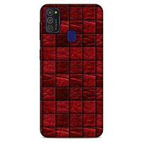 Samsung Galaxy M21 Kılıf Patchwork (12) Koruyucu Silikon Kırmızı Bordo