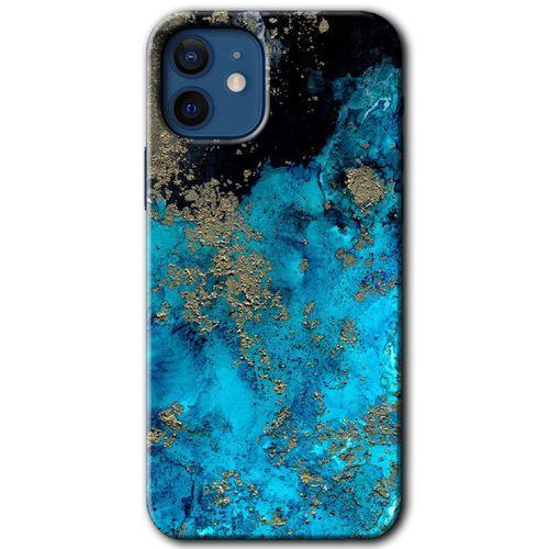 MRCİLETİSİM iPhone 12 Kılıf Baskılı Kapak - Klas Mermer + 5D Tam Kaplayan Cam