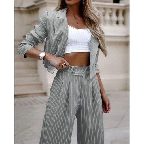 Pilelistore Kadın çizgili Pantolon Ceket Takım