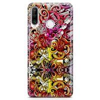 Huawei P30 Lite Kılıf Örgücü Doodle Arka Kapak Koruma Desenli Full Koruyucu