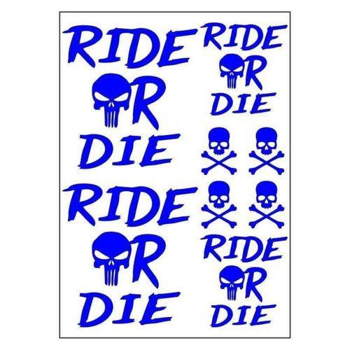 SEVGENT A4 Sticker 125 Tek Paket Çoklu Ride Or Die Mavi