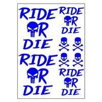 SEVGENT A4 Sticker 125 Tek Paket Çoklu Ride Or Die Mavi