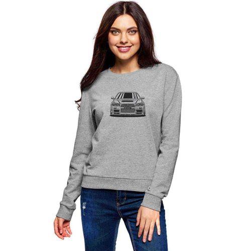 Nissan Skyline R34 GTR Baskılı Gri Kadın Sweatshirt