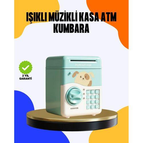 Çocuklar İçin Su Yeşili Atm Kasa Tasarımlı Şifreli Kumbara