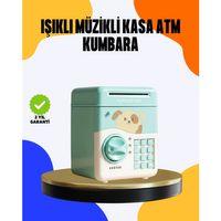 Çocuklar İçin Su Yeşili Atm Kasa Tasarımlı Şifreli Kumbara