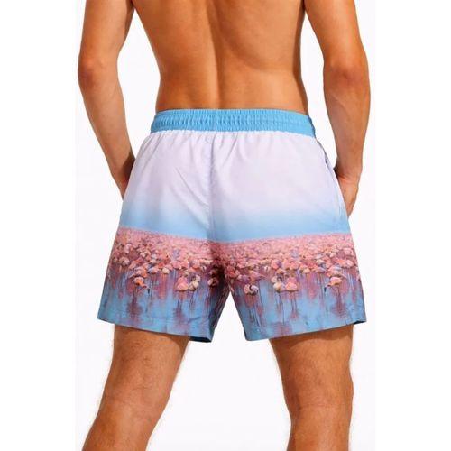 Erkek Deniz Şortu Fermuarlı Cepli File Astarlı Hızlı Kuruyan Premium - Beyaz