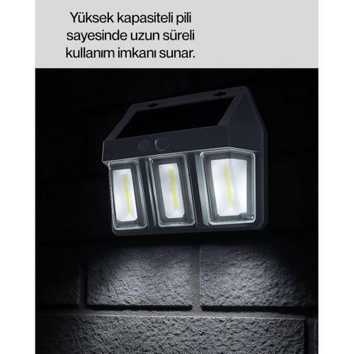 Güneş Enerjili 3 Modlu Duvar Apliği – Bahçe Ve Garaj Aydınlatması