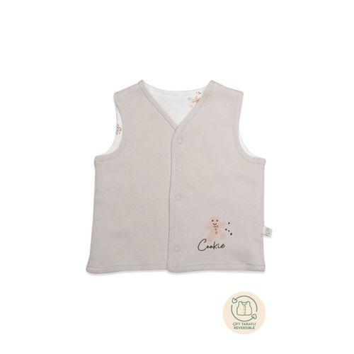 Bistyle Bistyle Yelek Çift Taraflı Cookies Make Happy 18111 Ekru