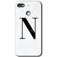 Potkal Hediye Fabrikası General Mobile GM 8 Go HD Baskılı Kılıf + 9D Tam Ekran Koruyucu - Beyaz Mermer Desenli N Harfi