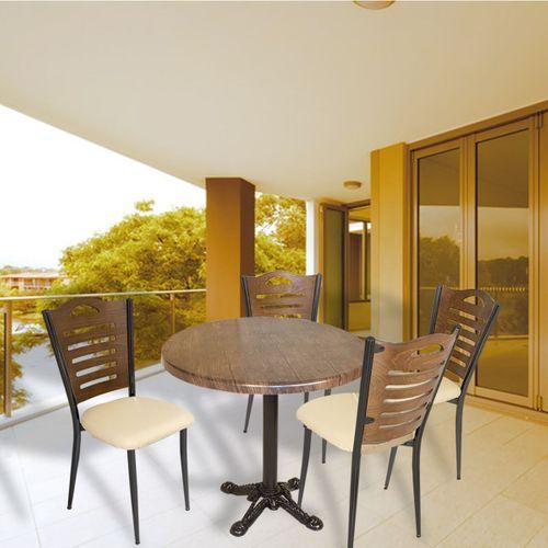 Dockers Çipa Döküm Ayak - Papelli Masa Takımı - Yuvarlak 90cm Çap (Werzalit, Wermodin ve Allzalit Tabla)  - Indiana Wood-Kahve