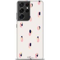 Samsung Galaxy S21 Ultra Kılıf HD Baskılı Kılıf - Pembe Lacivert + Tam Ekran Koruyucu