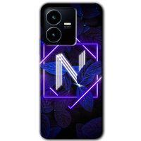 Vivo Y22s Kılıf HD Desen Baskılı Arka Kapak - Dark Neon Yaprak N Harfi