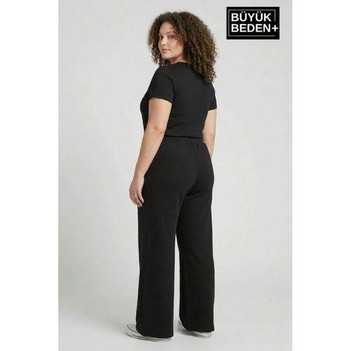 Kadın Büyük Beden Bol Paça  Yüksek Bel Lastikli NewYork Baskılı Eşofman Altı SPR26BEA988-5