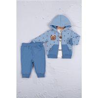 Persona Bear Nakışlı % 100 Pamuk 3'li Erkek Bebek Takım