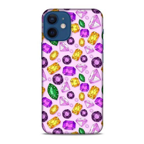 Apple iPhone 12 Mini Kılıf Baskılı Özel Seri Taşlı (50) Shockproof Kılıf