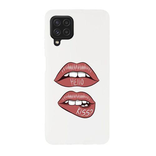 Samsung Galaxy A22 Uyumlu Hello Kiss Desenli Premium Silikonlu Lansman Telefon Kılıfı