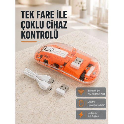 Çift Modlu Kablosuz Bluetooth 5 0 + 2 4ghz Mouse – 3 Cihaz Bağlantılı, Hızlı Geçiş Düğmeli