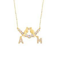 Su Yolu Kuşlu Harfli Gümüş Kolye  GMS1739