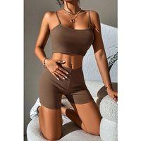 Kadın Kahverengi Şortlu Kaşkorse Gecelik Takım