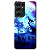 MRCİLETİSİM Samsung Galaxy S21 Ultra Kılıf HD Desen Baskılı Arka Kapak + Temperli Cam - Mega Kurt