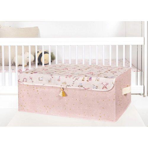 Baby Püsküllü Kapaklı Kutu Düzenleyici Çok Amaçlı Organizer Kutu Baza Boy  pembe  -04249