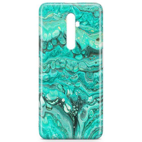 Oppo Reno2 Z 2019 Kılıf Su Yeşili Mermer Arka Kapak Koruma Desenli Full Koruyucu