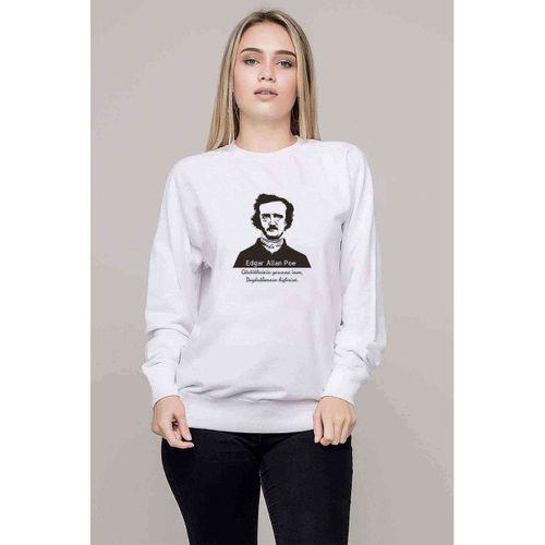 Edgar Allan Poe Baskılı Beyaz Kadın Sweatshirt