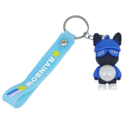 Figürlü ve Işıklı Silikon Anahtarlık - Supe Rock - Mavi