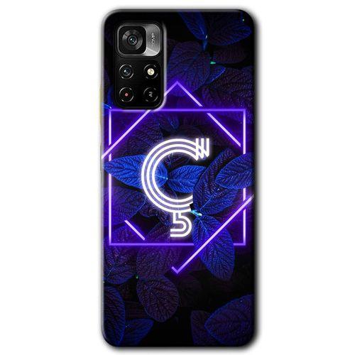 Xiaomi Redmi Note 11T Kılıf HD Desen Baskılı Arka Kapak - Dark Neon Yaprak Ç Harfi