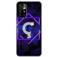 Xiaomi Redmi Note 11T Kılıf HD Desen Baskılı Arka Kapak - Dark Neon Yaprak Ç Harfi