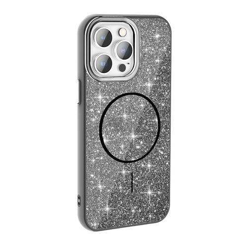 Apple iPhone 14 Pro Max Kılıf M-safe Şarj Özellikli Parlayan Simli Zore Okso Kapak