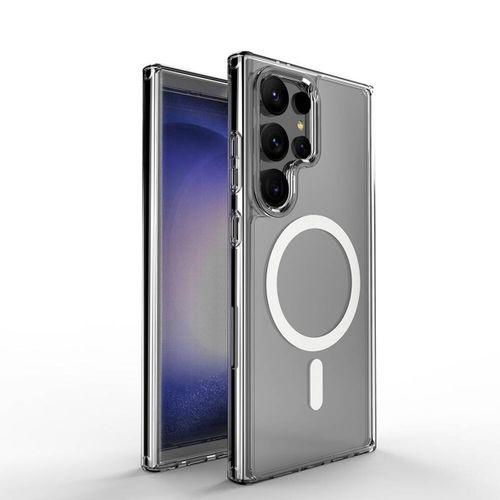 Galaxy S24 Ultra Kılıf M-safe Şarj Özellikli Şeffaf Sert PC Zore Embos Kapak