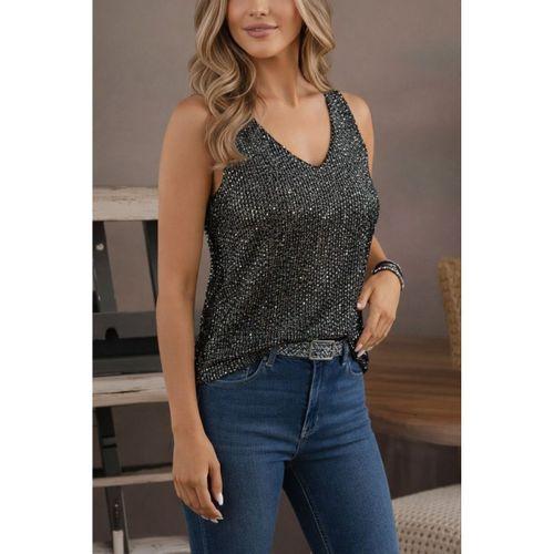 Kadın Askılı V Yakalı Pulpayetli Bluz