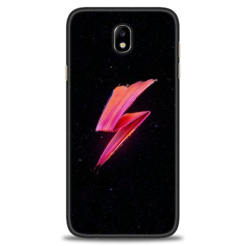 Samsung Galaxy J7 Pro / J730 Kılıf HD Baskılı Kılıf - Pembe Şimşek + Tam Ekran Koruyucu