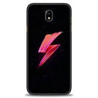 Samsung Galaxy J7 Pro / J730 Kılıf HD Baskılı Kılıf - Pembe Şimşek + Tam Ekran Koruyucu