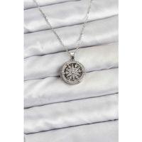 316L Çelik Zincir Gümüş Renk Kutup Yıldızı Kapaklı Model Kadın Kolye