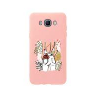 Samsung J7 2016 Woman With Flowers Premium Silikonlu Pembe Telefon Kılıfı