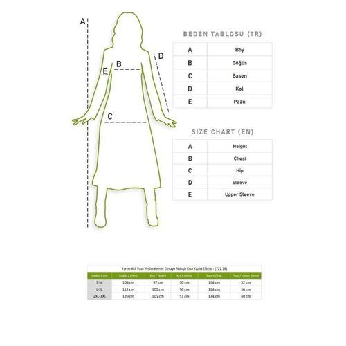 Yarım Kol Vual Yeşim Kemer Detaylı Nakışlı Kısa Yazlık Elbise Beyaz Byz