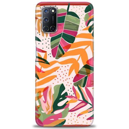 Oppo A92 Kılıf HD Baskılı Kılıf - Turuncu Pembe + Tam Ekran Koruyucu