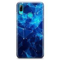 Huawei Y7 2019 Kılıf Mavi Ağ Güvenliği Arka Kapak Koruma Desenli Full Koruyucu