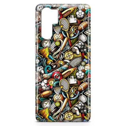 Huawei P30 Pro Kılıf Basket Futbol Doodle Arka Kapak Koruma Desenli Full Koruyucu