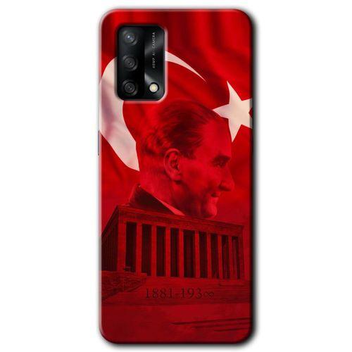 MRCİLETİSİM Oppo A74 Kılıf Kapak - Anıtkabir Atatürk +Hayalet Ekran Yandan Gözükmez