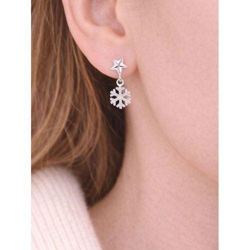 Sallantılı Yıldız Kar Tanesi Kadın Gümüş Küpe