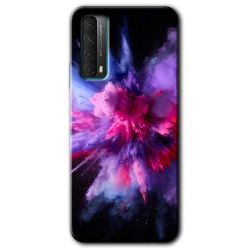 Huawei P Smart 2021 Kılıf Kapak - Color Splash Purple +Hayalet Ekran Yandan Gözükmez