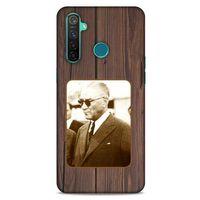 Oppo Realme 5 Pro Kılıf Atatürk (28) Arka Kapak Kahve Tahta