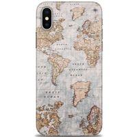 iPhone XS Max Kılıf HD Baskılı Kılıf - Dünya Haritası + Tam Ekran Koruyucu