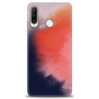Huawei P30 Lite Kılıf HD Baskılı Kılıf - Sisli Turuncu + Tam Ekran Koruyucu