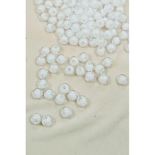 Yuvarlak Boncuk İçten Boncuklu Bileklik Çanta Boncuğu 8 mm 50 gr Beyaz - BNC470