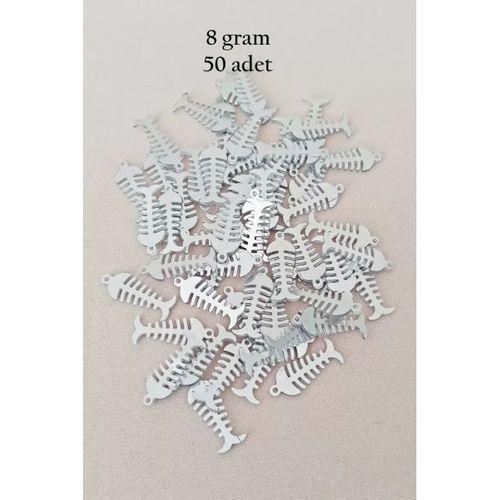 Oya Abiye Bileklik Kolye Pleksi Metalik Plastik Pul Gümüş Renk 8 gram 50 adet - BNC529