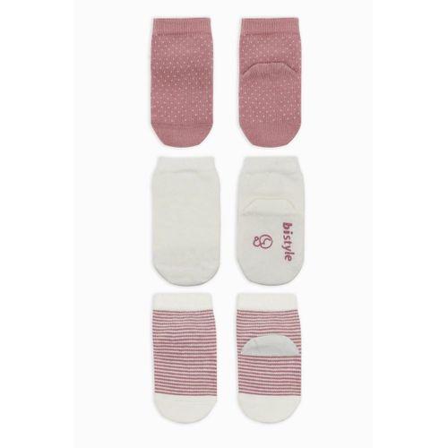 Bistyle Bistyle Puanlı Kaymaz Penye Soket Çorap 3'Lü BS10108 Pudra